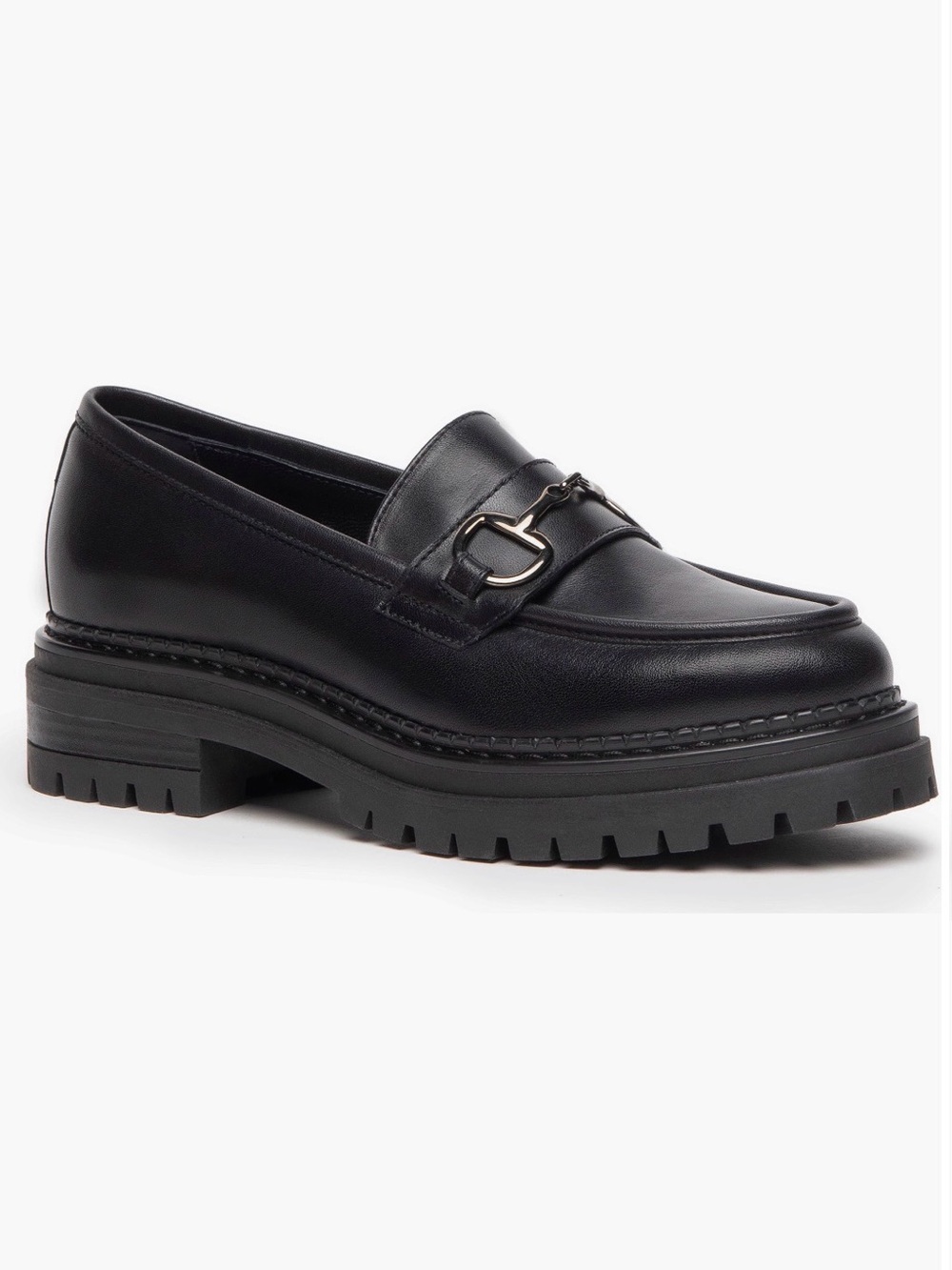 Nero Giardini Black Leather Loafers with Metal Bit
